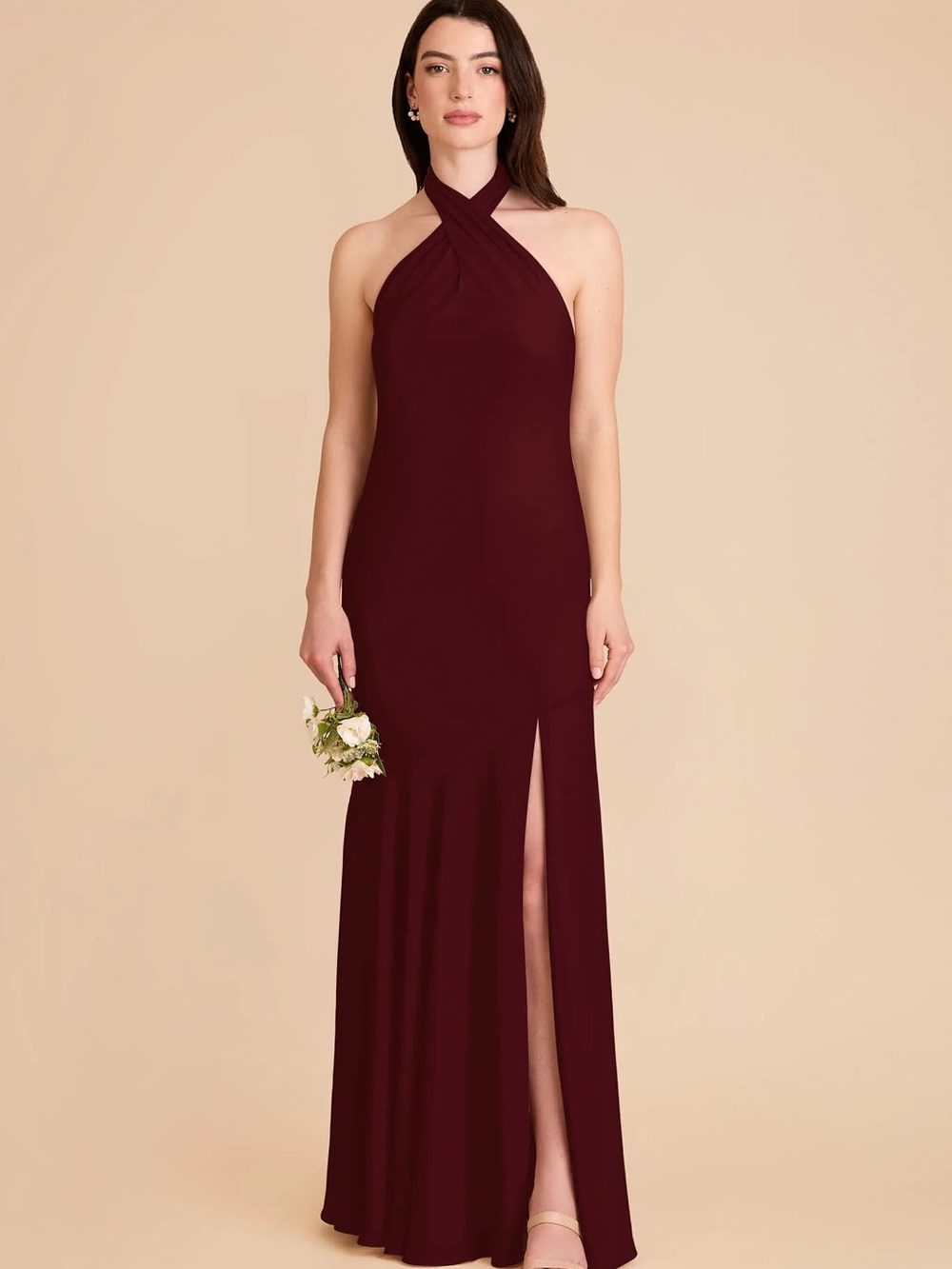 Elegant Halter Neck Cabernet Evening Dress from Birdy Grey